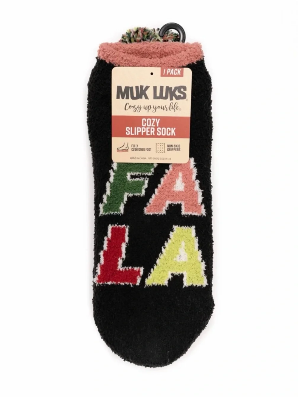 NWT - MUK LUKS Cozy Slipper Sock with Pom.